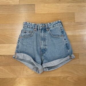Zara blue jean fold over shorts